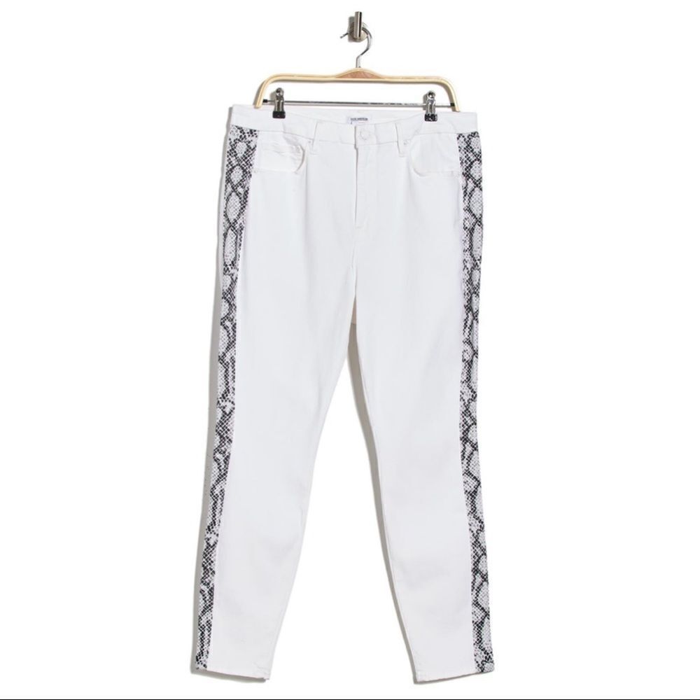 Good American High Waist Jeans White Snake Stripe Denim Plus Size 24/3X